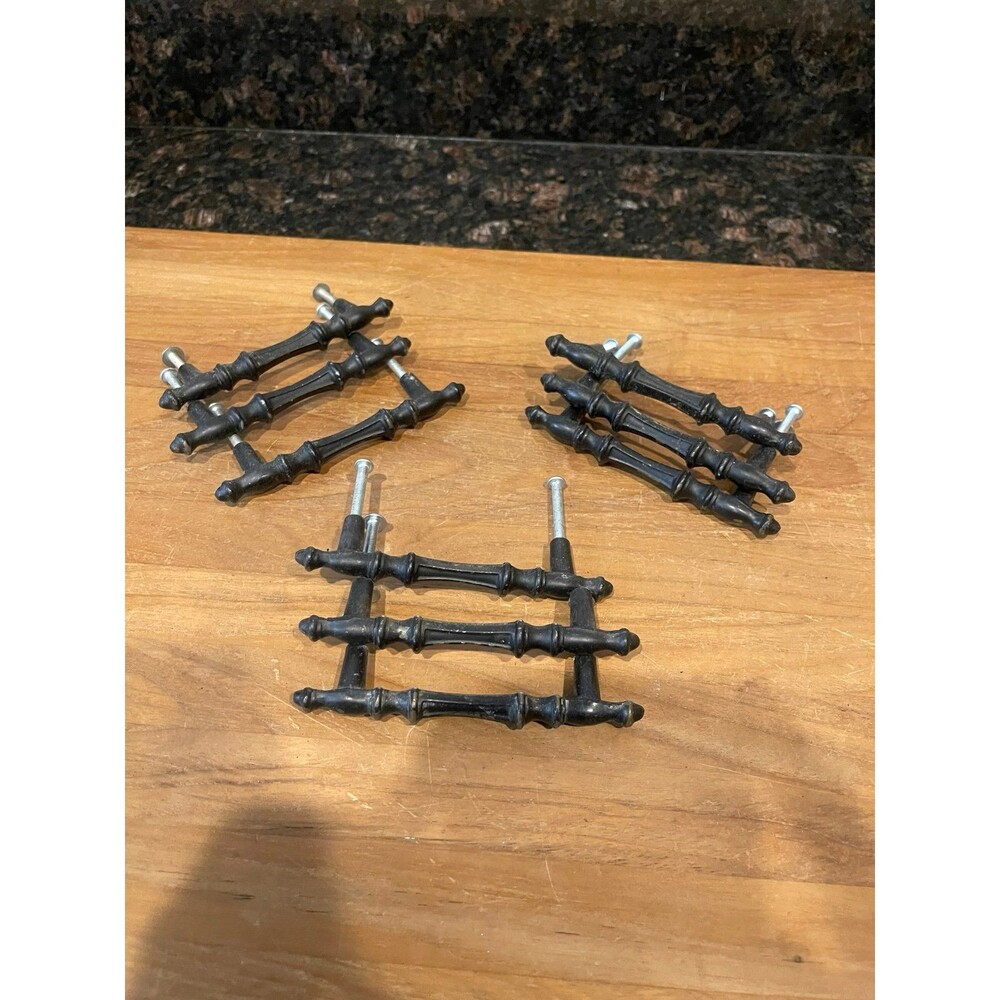 9 vintage black/Brass Drawer Pulls